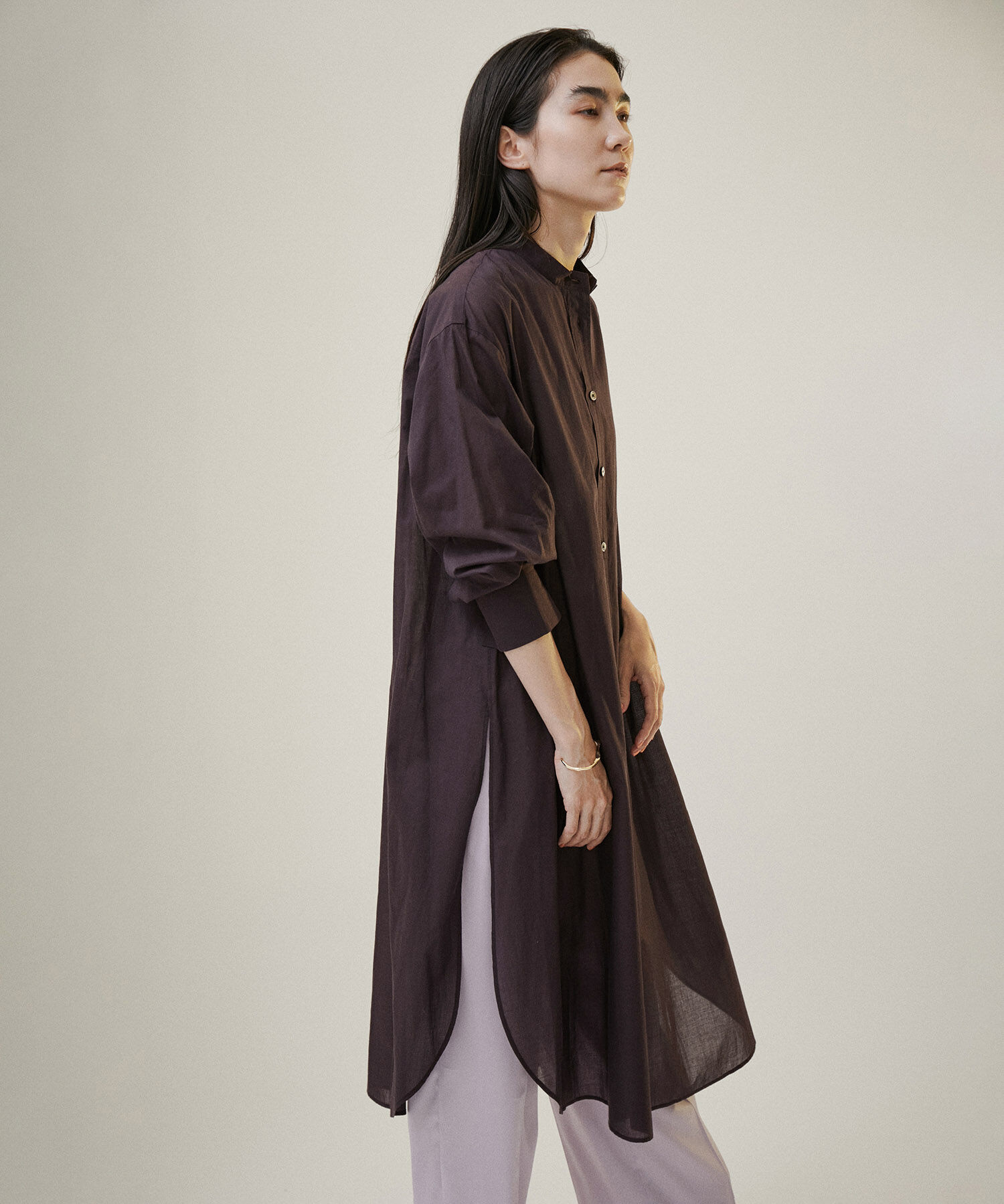 SALON adam et rope'「【NIPPON CULTURE】【洗える】コットンワッシャーローンロングシャツ」|シャツ・ブラウス|