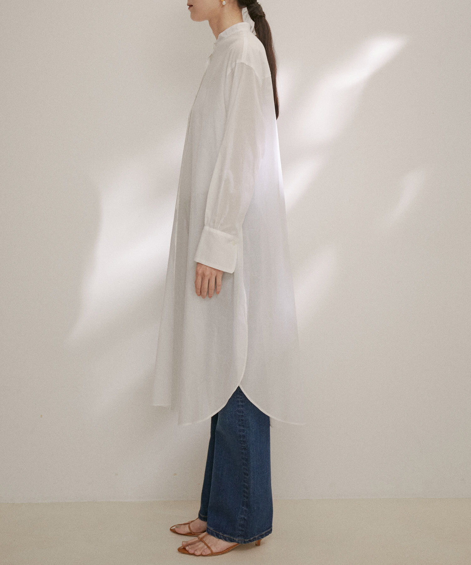 SALON adam et rope'「【NIPPON CULTURE】【洗える】コットンワッシャーローンロングシャツ」|シャツ・ブラウス|