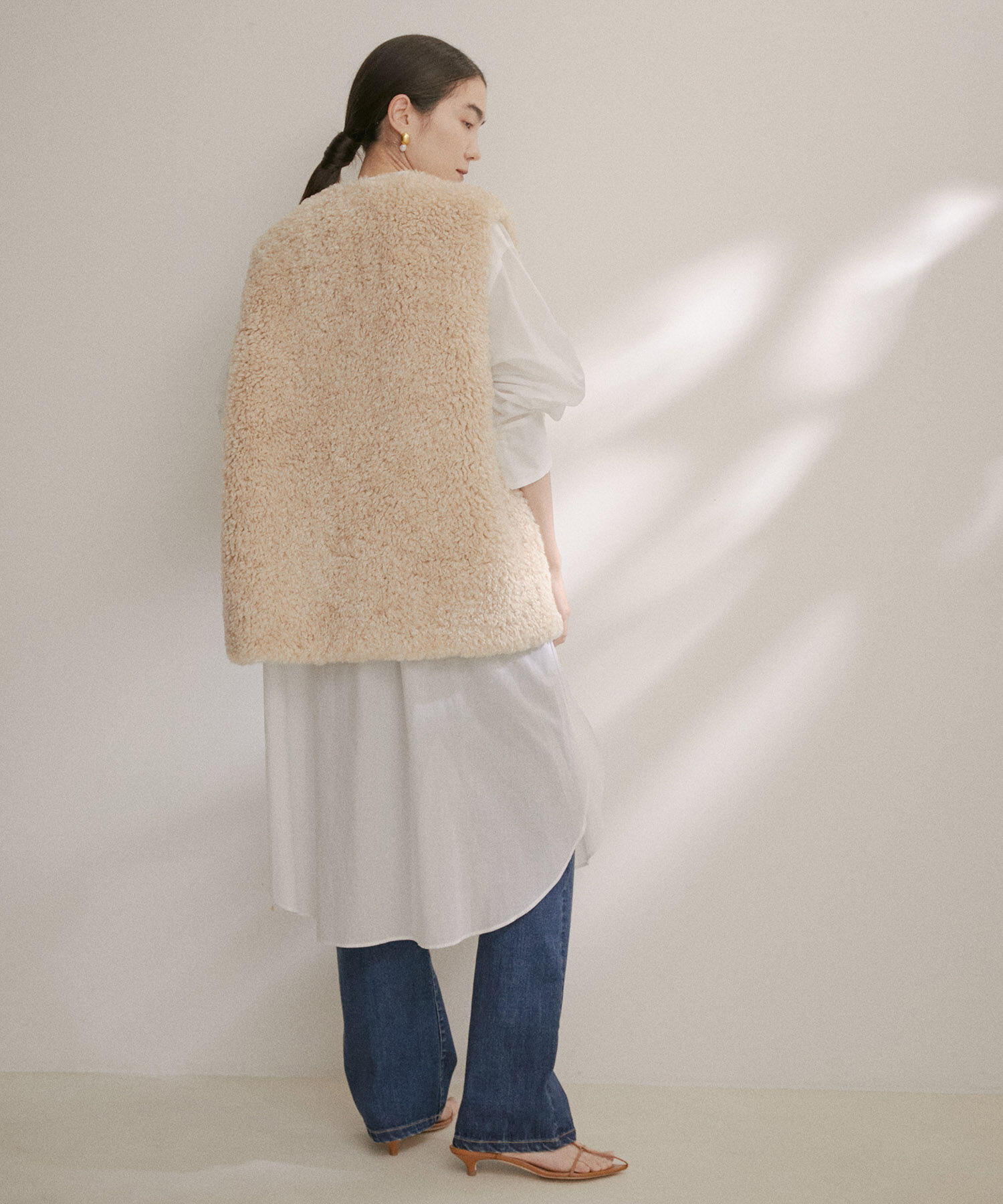 SALON adam et rope'「【NIPPON CULTURE】【洗える】コットンワッシャーローンロングシャツ」|シャツ・ブラウス|