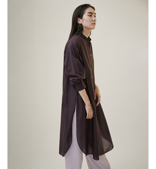 SALON adam et rope'「【NIPPON CULTURE】【洗える】コットンワッシャーローンロングシャツ」|シャツ・ブラウス|