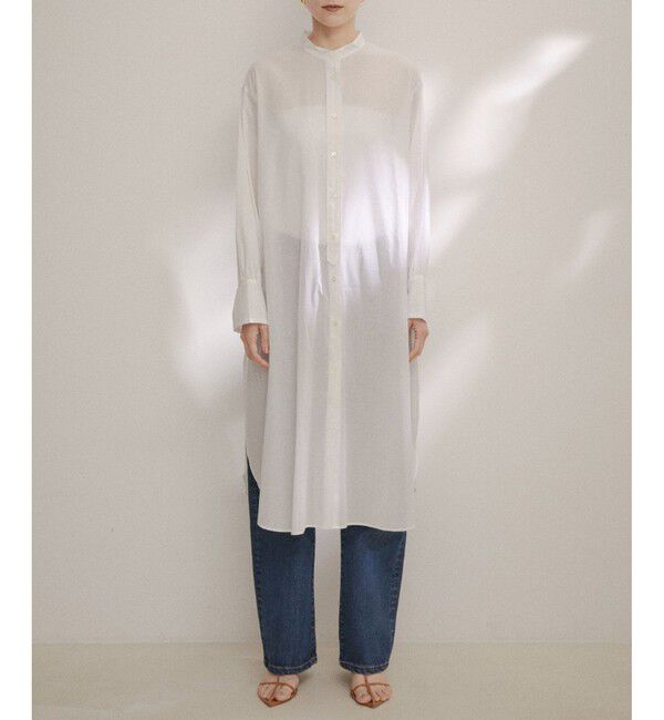 SALON adam et rope'「【NIPPON CULTURE】【洗える】コットンワッシャーローンロングシャツ」|シャツ・ブラウス|