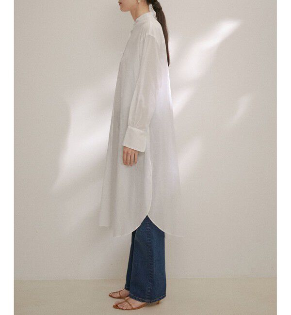 SALON adam et rope'「【NIPPON CULTURE】【洗える】コットンワッシャーローンロングシャツ」|シャツ・ブラウス|