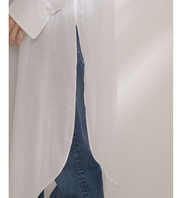 SALON adam et rope'「【NIPPON CULTURE】【洗える】コットンワッシャーローンロングシャツ」|シャツ・ブラウス|