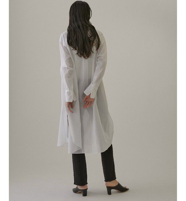 SALON adam et rope'「【NIPPON CULTURE】【洗える】コットンワッシャーローンロングシャツ」|シャツ・ブラウス|