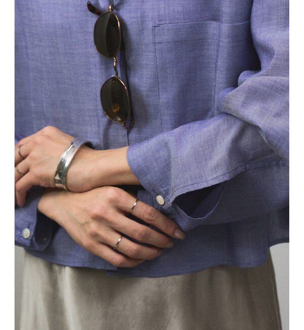 SALON adam et rope'「オンブレチェッククロップドオープンカラーシャツ」|シャツ・ブラウス|