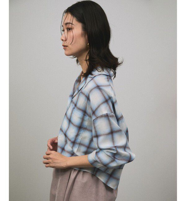 SALON adam et rope'「オンブレチェッククロップドオープンカラーシャツ」|シャツ・ブラウス|