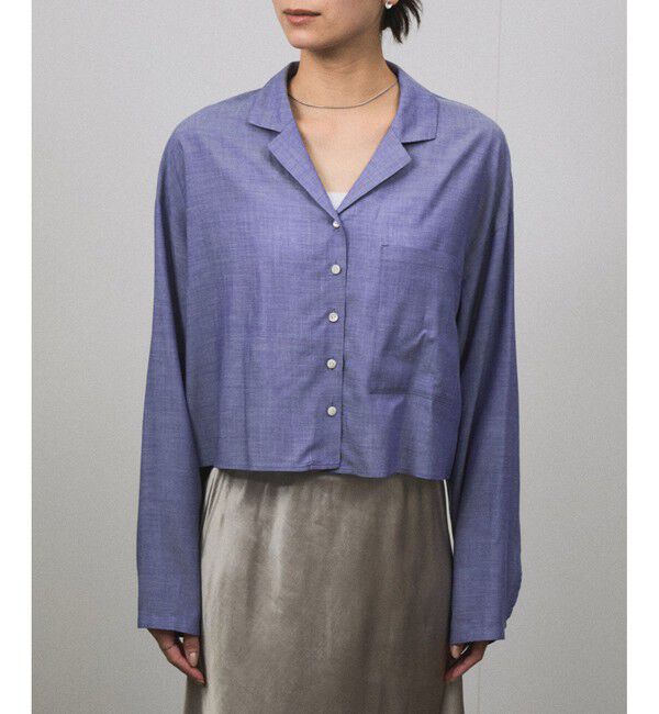 SALON adam et rope'「オンブレチェッククロップドオープンカラーシャツ」|シャツ・ブラウス|