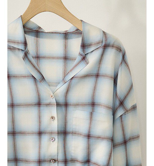 SALON adam et rope'「オンブレチェッククロップドオープンカラーシャツ」|シャツ・ブラウス|