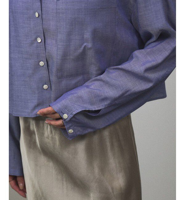 SALON adam et rope'「オンブレチェッククロップドオープンカラーシャツ」|シャツ・ブラウス|