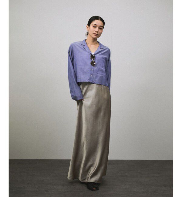 SALON adam et rope'「オンブレチェッククロップドオープンカラーシャツ」|シャツ・ブラウス|