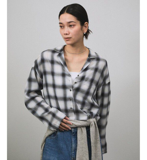 SALON adam et rope'「オンブレチェッククロップドオープンカラーシャツ」|シャツ・ブラウス|