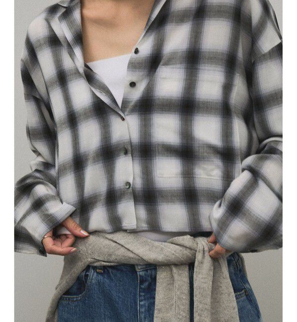 SALON adam et rope'「オンブレチェッククロップドオープンカラーシャツ」|シャツ・ブラウス|