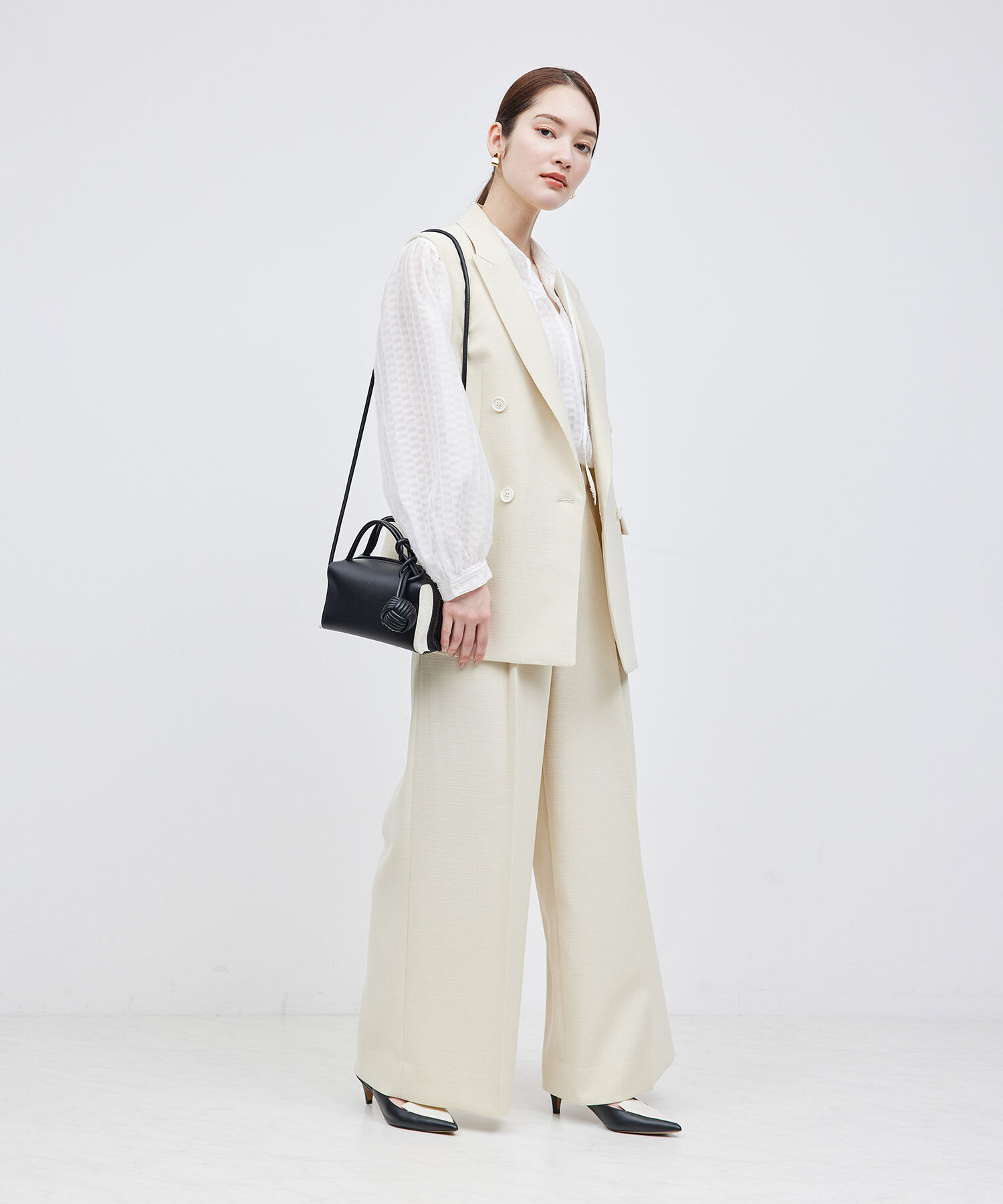 ROPE「ジャカードスタンドギャザーブラウス」|シャツ・ブラウス|