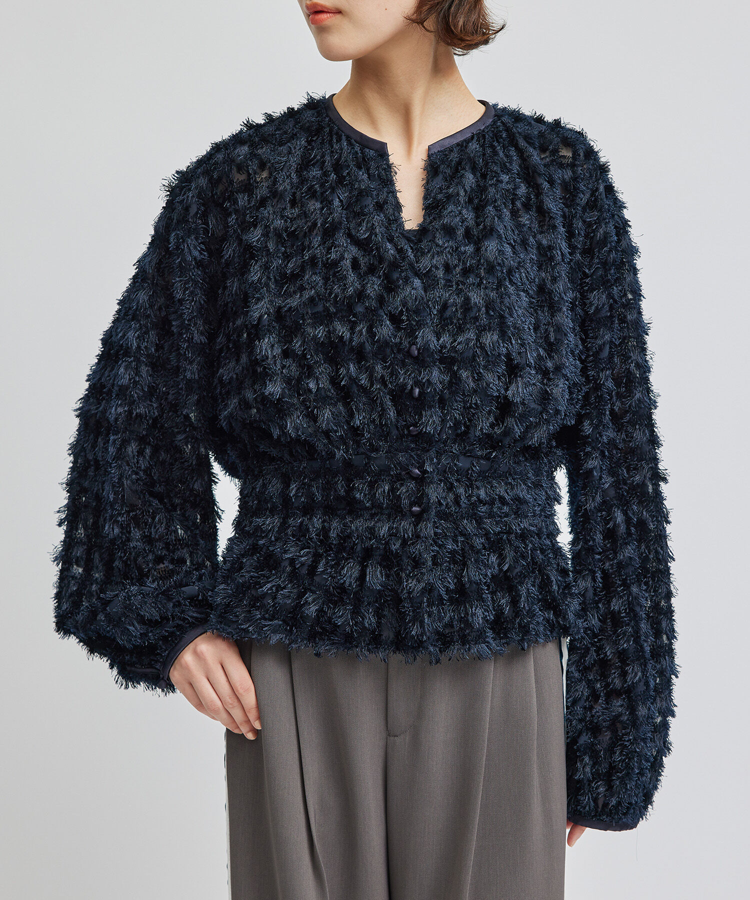 ROPE「シアーフリンジデザインブラウス」|シャツ・ブラウス|