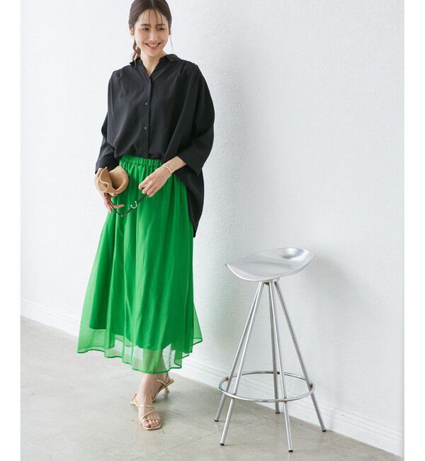 Rope&rsquo;Picnic「エアリーシアーギャザーロングスカート」|スカート|