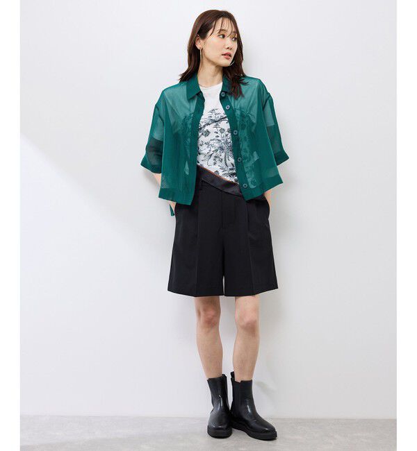 Rope&rsquo;Picnic「【接触冷感】ハーフスリーブシアーシャツ」|シャツ・ブラウス|