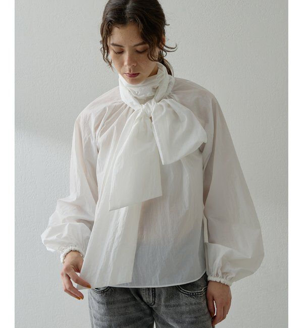  「ギャザーボウタイブラウス」|シャツ・ブラウス|ホワイト