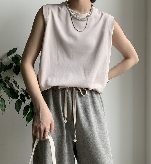  「裾切替タンクプルオーバー」|Tシャツ・カットソー|ピンクベージュ