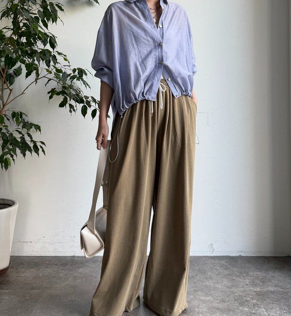  「ビンテージ風タックワイドドロストパンツ」|チノ|