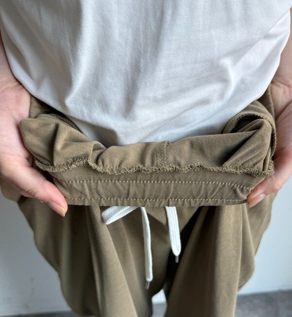  「ビンテージ風タックワイドドロストパンツ」|チノ|