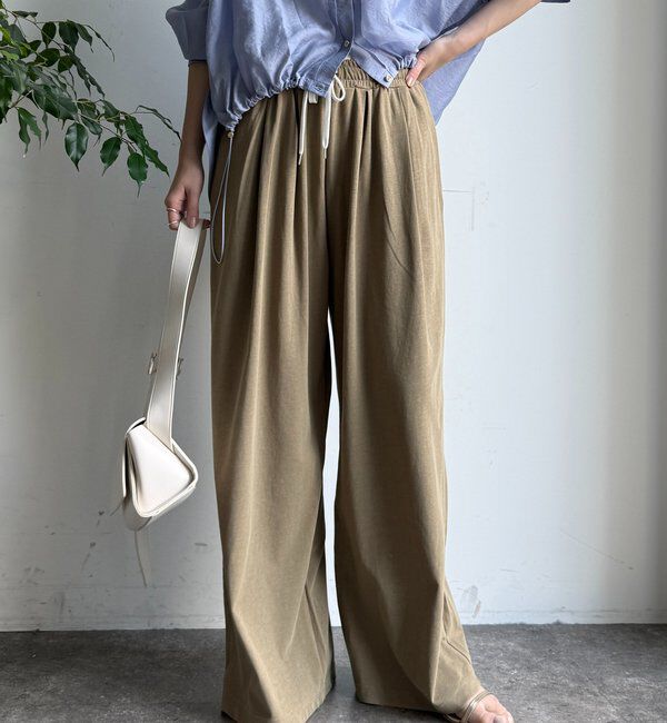  「ビンテージ風タックワイドドロストパンツ」|チノ|