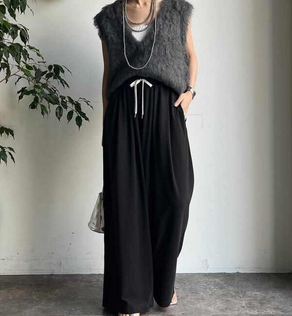  「ビンテージ風タックワイドドロストパンツ」|チノ|