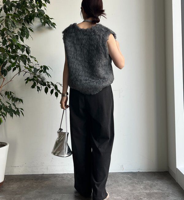  「ビンテージ風タックワイドドロストパンツ」|チノ|