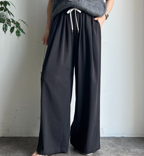  「ビンテージ風タックワイドドロストパンツ」|チノ|