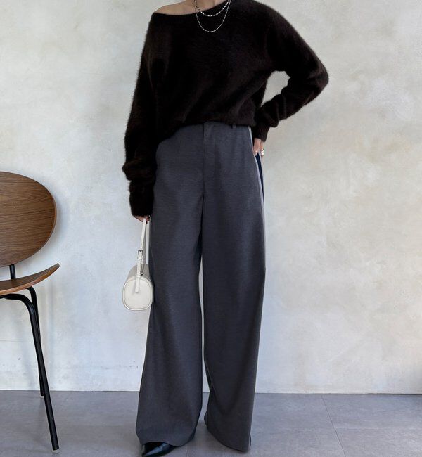  「【WEB限定】サイドラインワイドパンツ」|チノ|