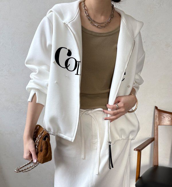  「【WEB限定】パール＋ロゴジップパーカー」|Tシャツ・カットソー|