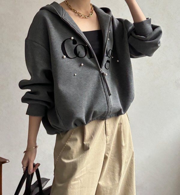  「【WEB限定】パール＋ロゴジップパーカー」|Tシャツ・カットソー|