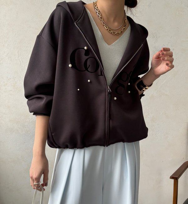  「【WEB限定】パール＋ロゴジップパーカー」|Tシャツ・カットソー|