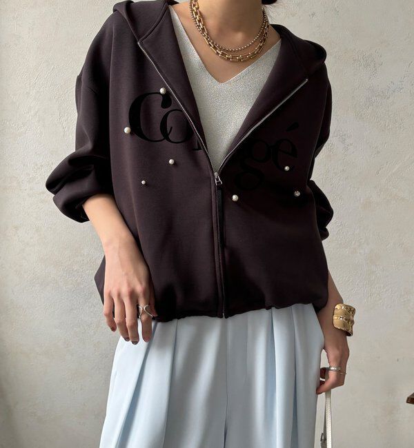  「【WEB限定】パール＋ロゴジップパーカー」|Tシャツ・カットソー|