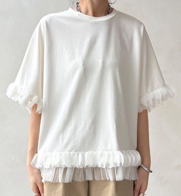  「【WEB限定】異素材フリルトップス」|Tシャツ・カットソー|