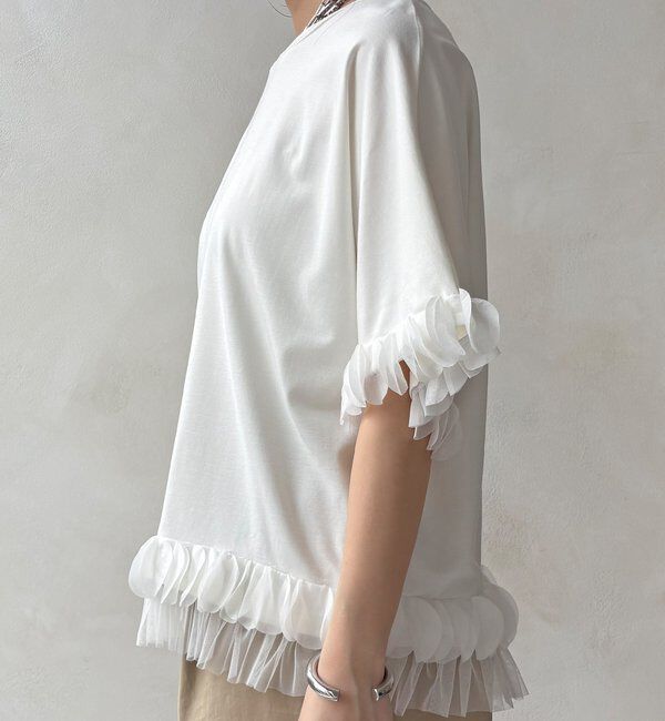  「【WEB限定】異素材フリルトップス」|Tシャツ・カットソー|