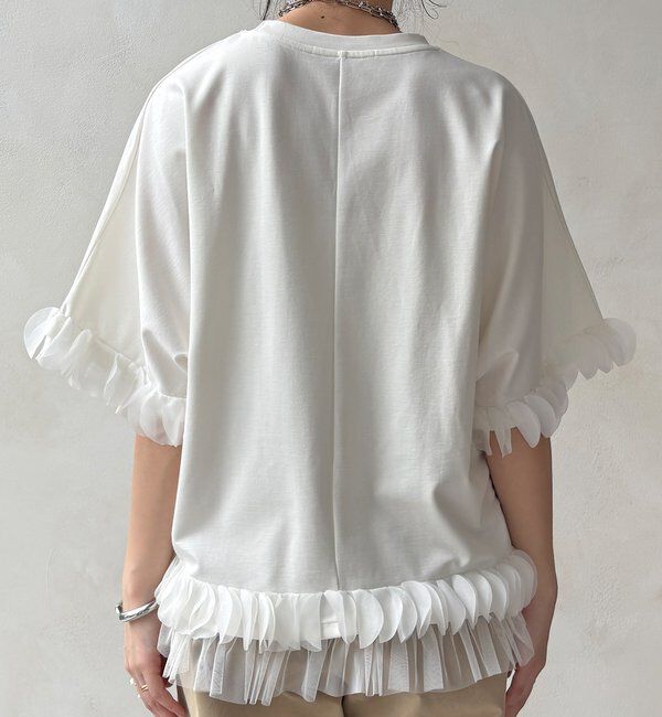  「【WEB限定】異素材フリルトップス」|Tシャツ・カットソー|