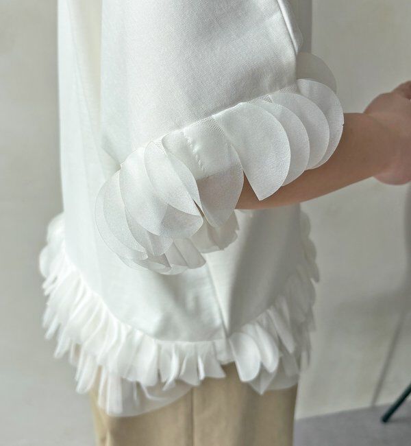  「【WEB限定】異素材フリルトップス」|Tシャツ・カットソー|