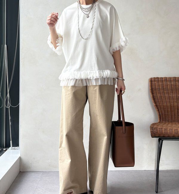  「【WEB限定】異素材フリルトップス」|Tシャツ・カットソー|