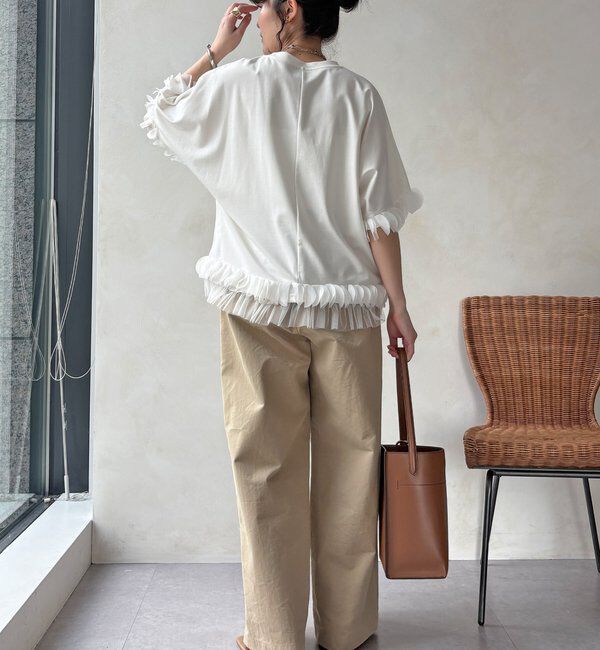  「【WEB限定】異素材フリルトップス」|Tシャツ・カットソー|