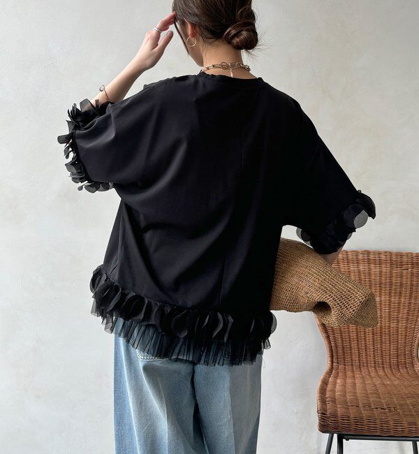  「【WEB限定】異素材フリルトップス」|Tシャツ・カットソー|