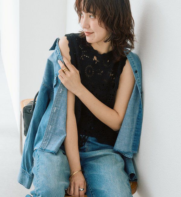  「【着映え】エンブロイダリーベスト」|ニット・セーター|