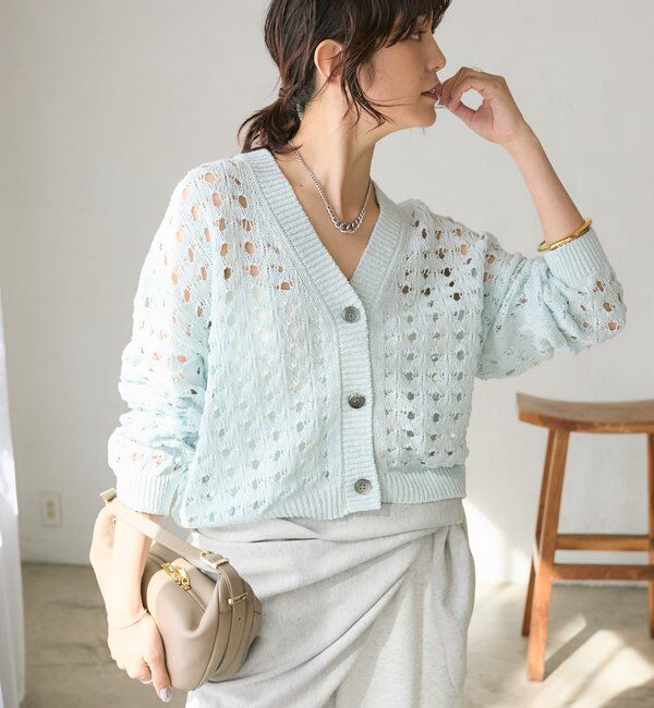  「予約【夏まで使える】透かし編みカーディガン」|カーディガン|