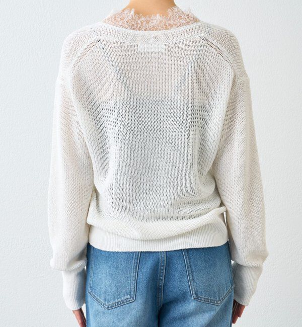  「予約【トレンド感抜群】ペーパーヤーンレース衿ニット」|ニット・セーター|