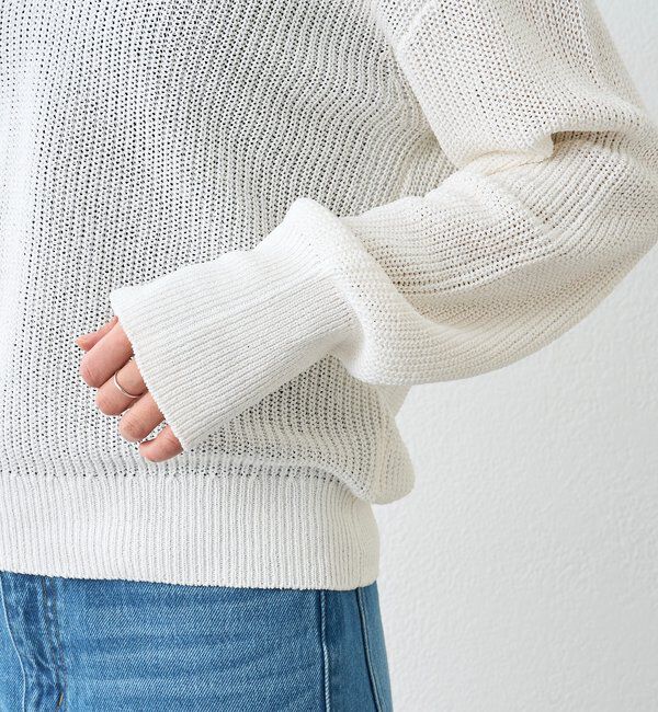  「予約【トレンド感抜群】ペーパーヤーンレース衿ニット」|ニット・セーター|