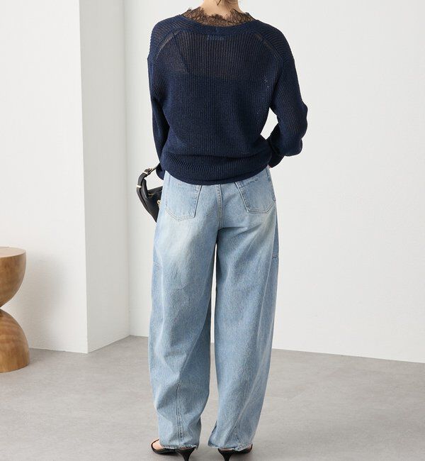  「予約【トレンド感抜群】ペーパーヤーンレース衿ニット」|ニット・セーター|