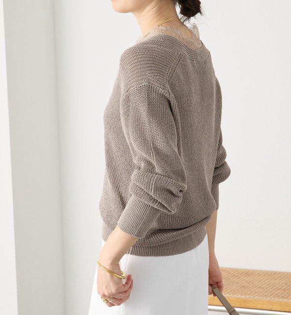  「予約【トレンド感抜群】ペーパーヤーンレース衿ニット」|ニット・セーター|