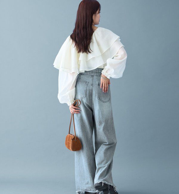  「シアーフリル長袖ブラウス」|シャツ・ブラウス|