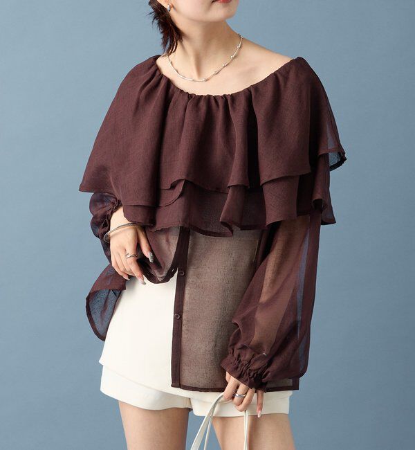  「シアーフリル長袖ブラウス」|シャツ・ブラウス|