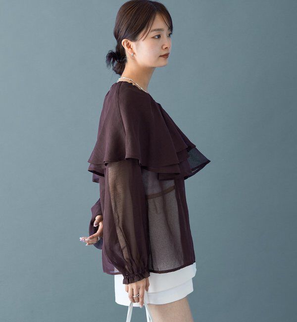  「シアーフリル長袖ブラウス」|シャツ・ブラウス|