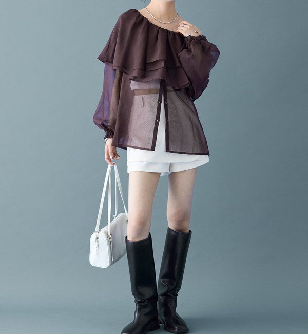  「シアーフリル長袖ブラウス」|シャツ・ブラウス|